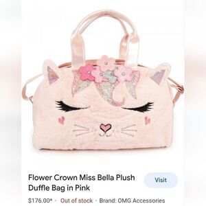 Bella Kitty Flower Crown Plush Duffle Bag